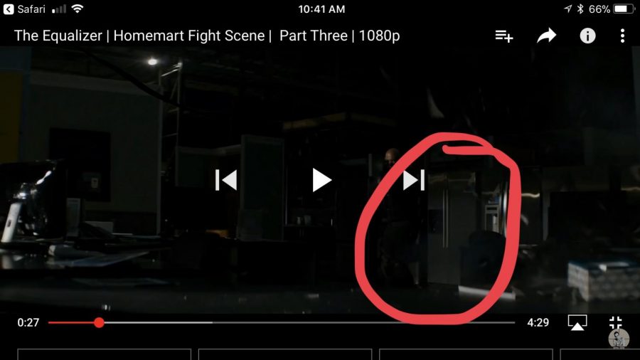The Refrigerator (circled in red) in the fight scene from The Equalizer