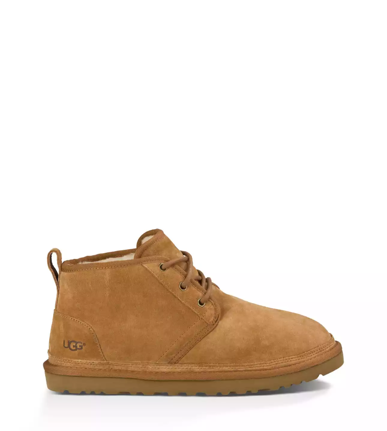 Ugg Men’s Neumel Boots, a new piece of footwear that are becoming more popular for boys. They cost $130 and are shown in the color chestnut.  (image credit Ugg.com)