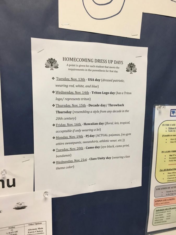 A list of the dress-up days for Homecoming