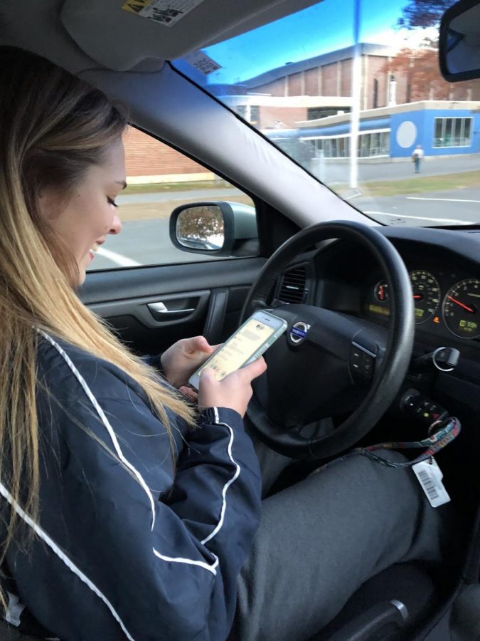 Student Gracie Burnim texting and driving