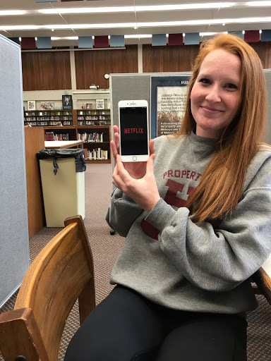 Junior Erin Power watches Netflix on her phone at least once daily.