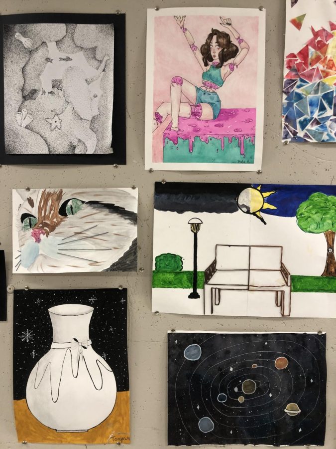 Recent student work is on display in the art room. Come check it out!