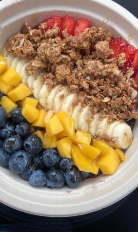 A delicious acai bowl complete with fruit and granola was served to our reviewers.