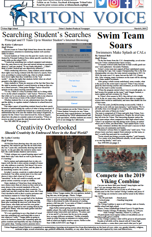 The Triton Voice Edition for Friday, March 8, 2019.