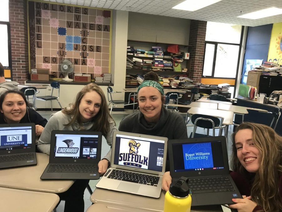 Triton seniors commit to their colleges of choice in preparation for decision day tomorrow, May 1st. (From left to right: Sophia Simeone, Riley Daniels, Grace McGonagle, and Colleen McCarthy.) 