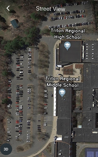 Triton High School parking lot as it appears from a birds eye view (Google Earth photo)