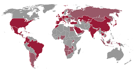 A map showing the distribution of NEASC accredited around the globe