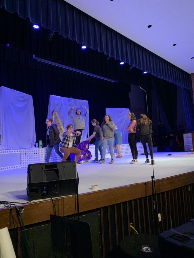 Triton students getting ready for godspell, the spring musical. Opening night is tomorrow March 12th at 7:00 PM. Other dates are the 13th and 14th at 7:00 PM and on March 15th at 2:00 PM