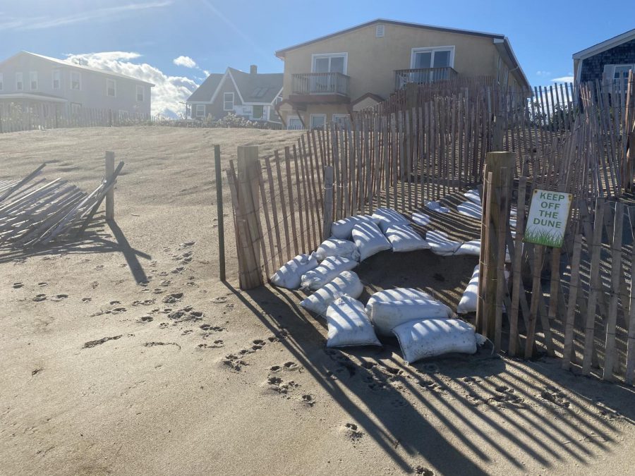 At Salisbury Beach, broken fences and eroded dunes are seen often in front of the beachfront homes.