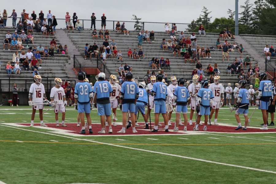 Triton boys lacrosse team getting ready to face off against rival Newburyport in the Division 3 North Final 