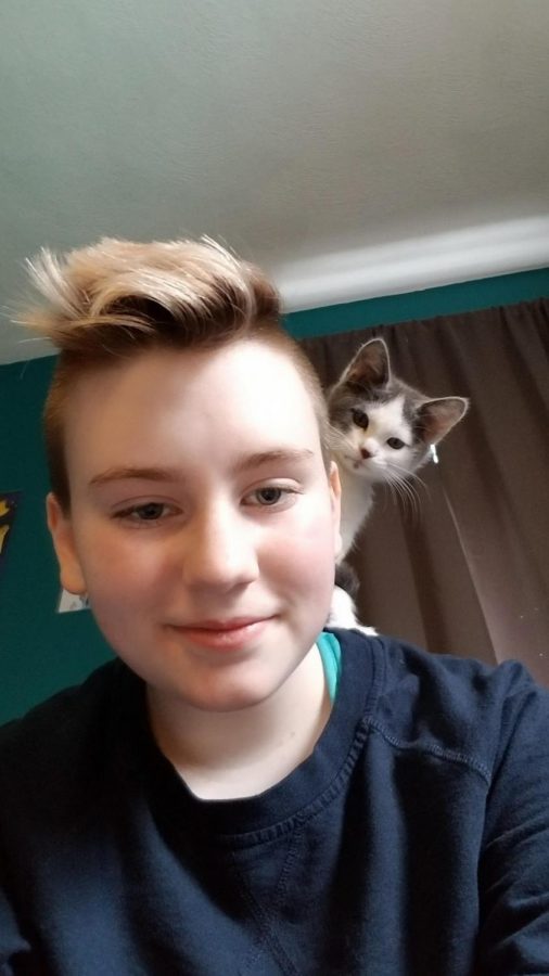 A selfie of Sully and his cat on a recent day. Sully spoke to the Triton Voice about being transgender in the school district.