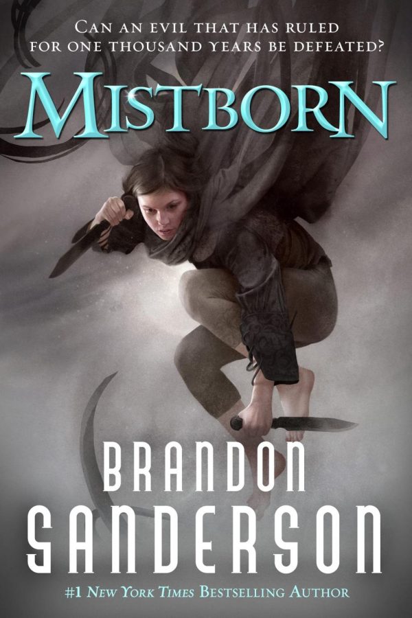 The cover of Mistborn, the first in the trilogy by Brandon Sanderson.