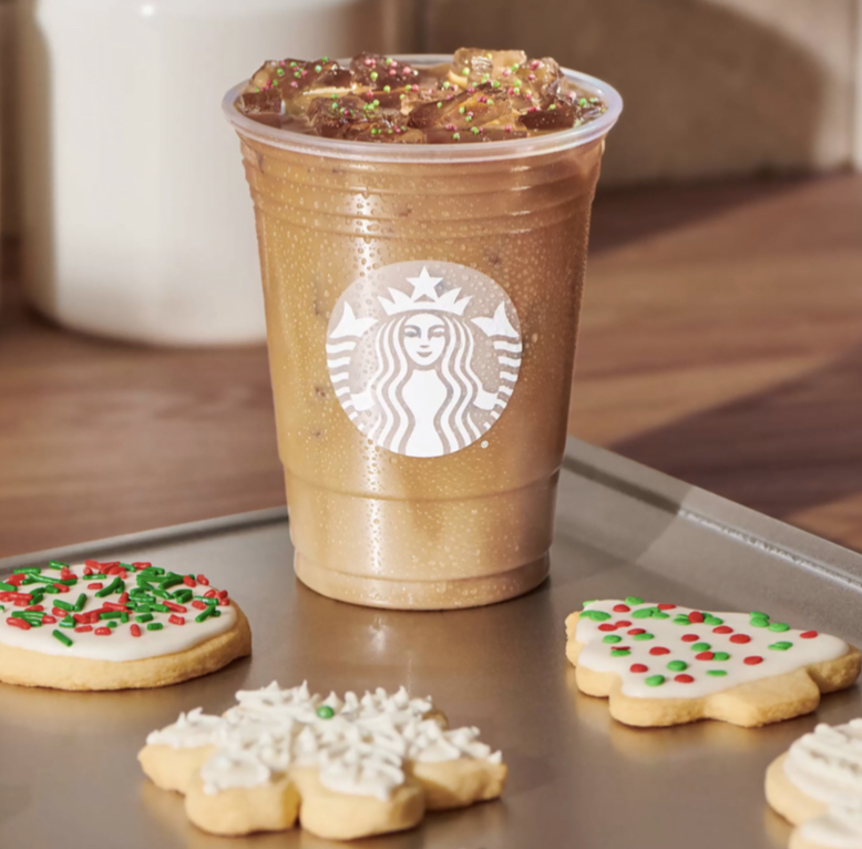 Starbucks’ Brand New “Sugar Cookie Almondmilk Latte”, a new exclusive Christmas Based Drink. 