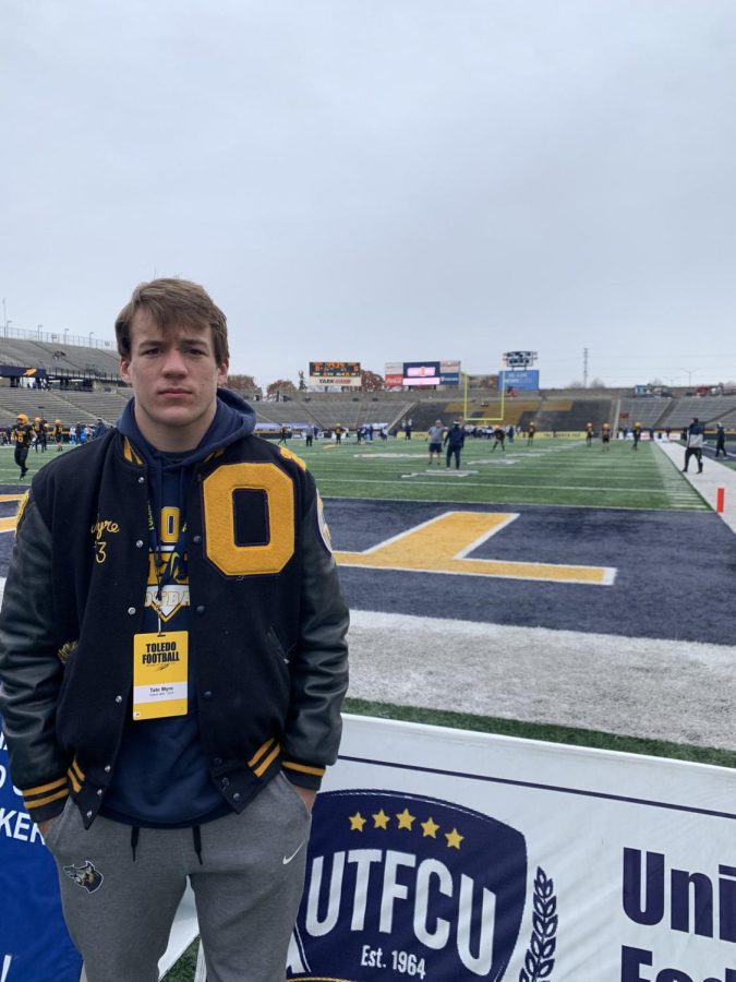 Tate Myre, Oxford High School hero, is given the honorary status of becoming a five star recruit 
