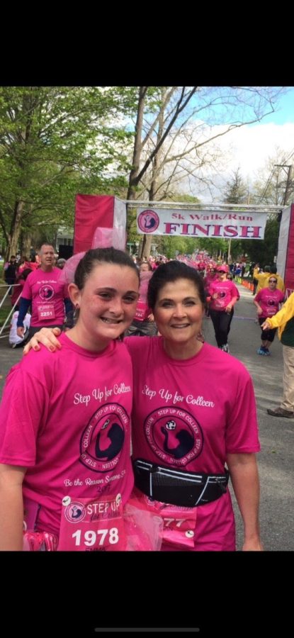 My mom and i after running the Colleen Ritzer Road Race in her memory.