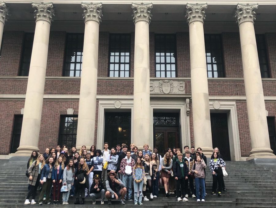 Triton students and French students pose together on a field trip