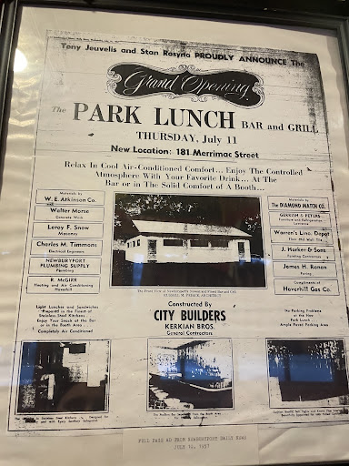 
A clip from when Park Lunch originally opened found inside of
 Park Lunch on the wall
