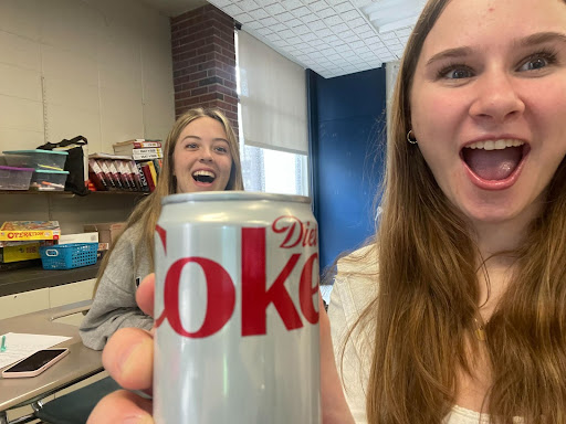 Maggie Reilly and Anna Webb with a can of diet Coke (Photo Anna Webb)