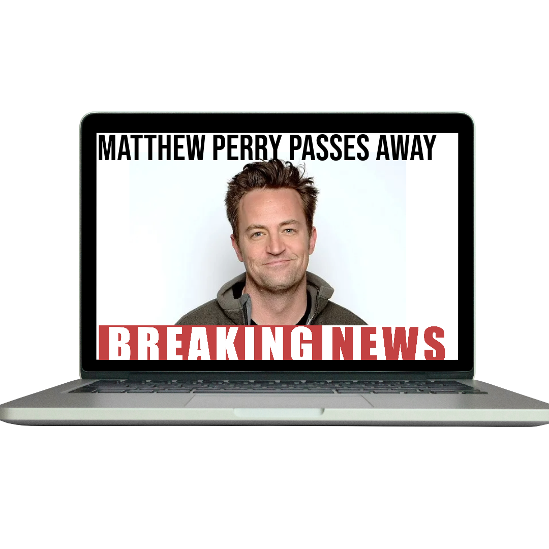 Breaking news of Matthew Perrys death being announced.