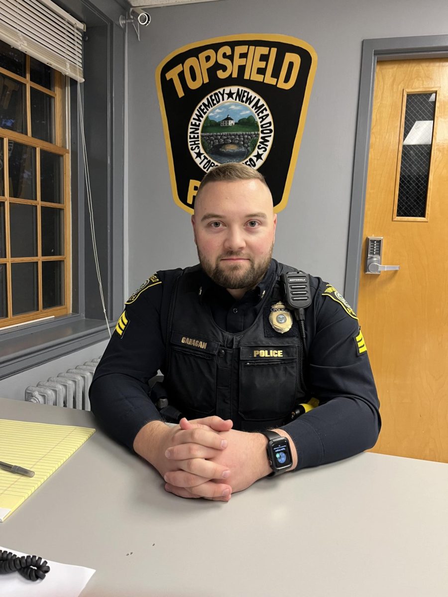 Detective Sgt. Brendan Gahagan in his office at the Topsfield Police Department