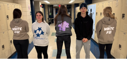 From left to right: Sophia Chapman, Sophia Stanley, Adeline Stapleton, Beckham Zizza and Devyn Alantzas all wearing their popular sweatshirts
(Luke Sullivan Photo)

